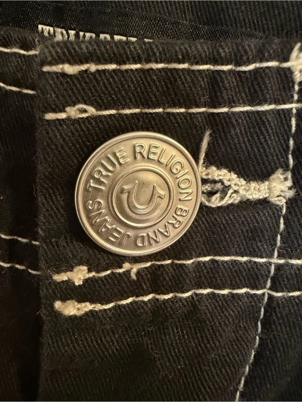 True Religion Black Men's Cargo Pants with Contrast Stitching